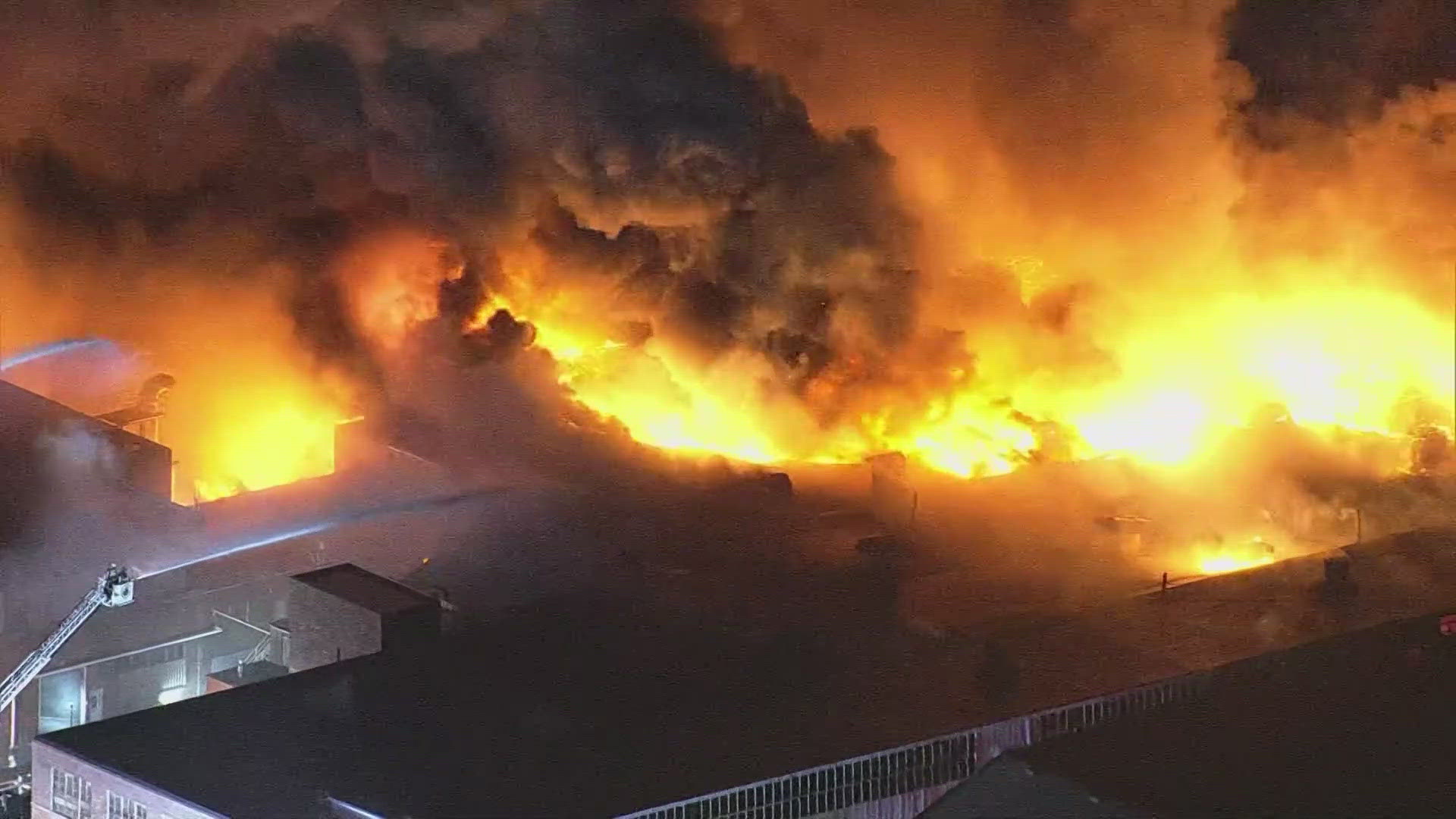 A massive fire at a warehouse just north of Philadelphia is under investigation