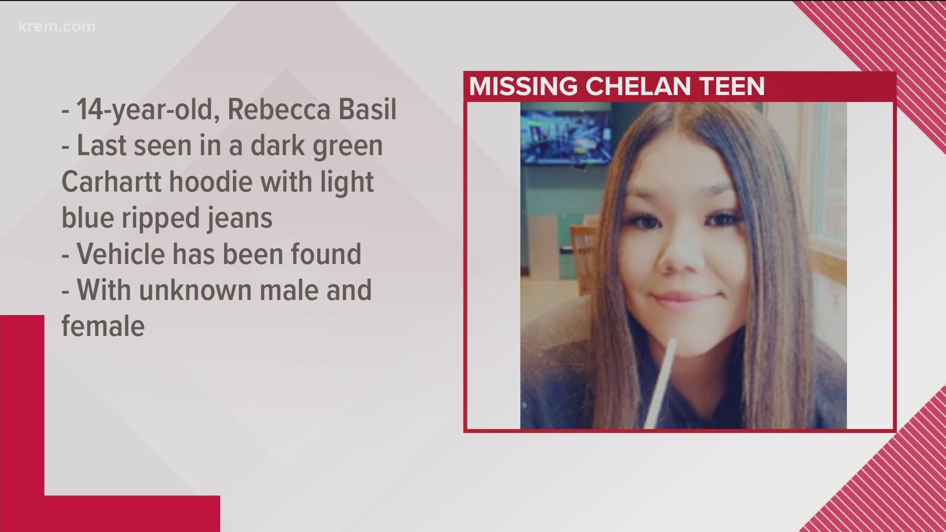 Rebecca Basil is believed to be with a male and female and may be headed to Spokane, authorities said.