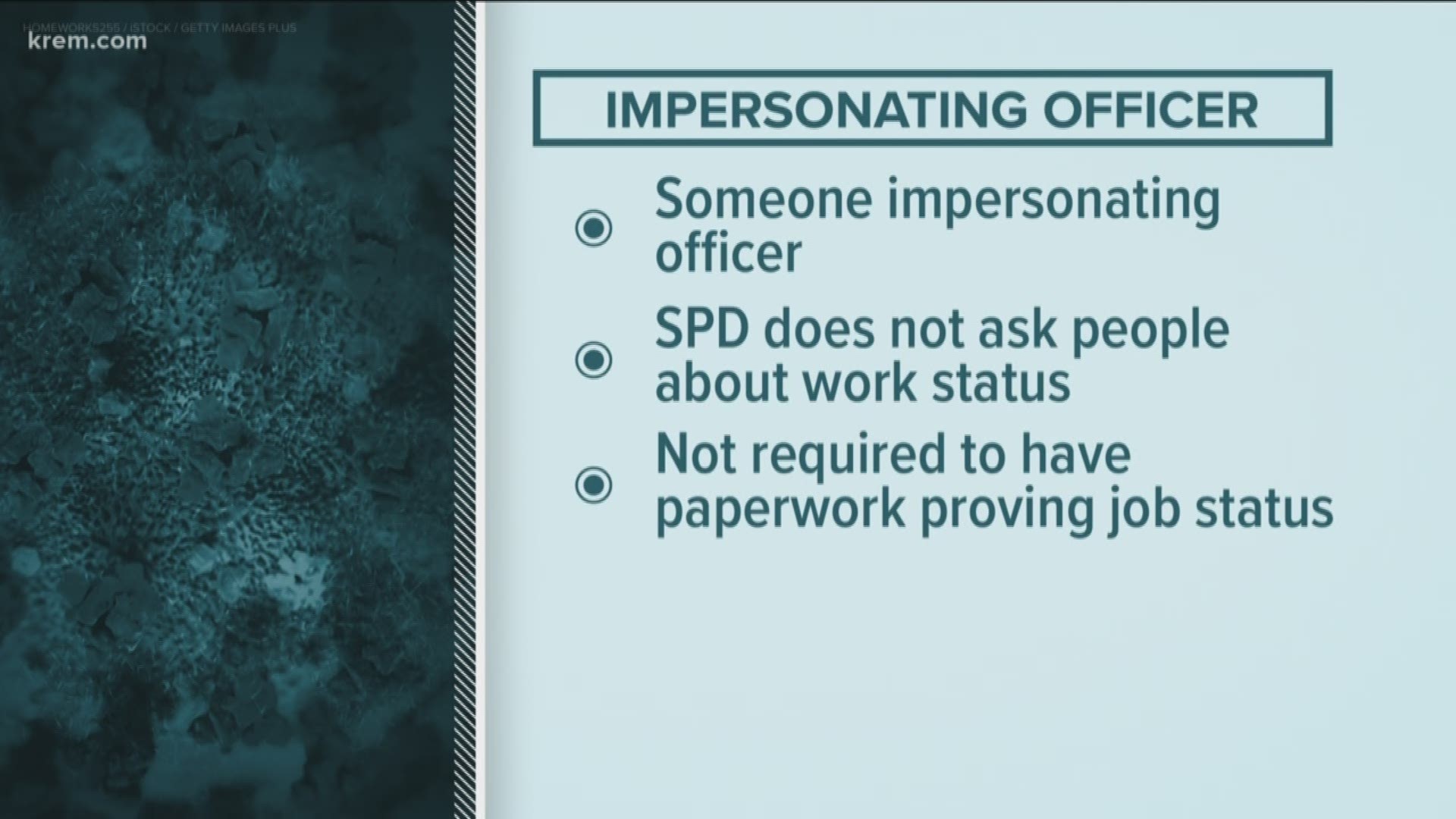 Spokane police said both suspects checked a person’s status to determine if they were an essential worker or engaging in essential business.