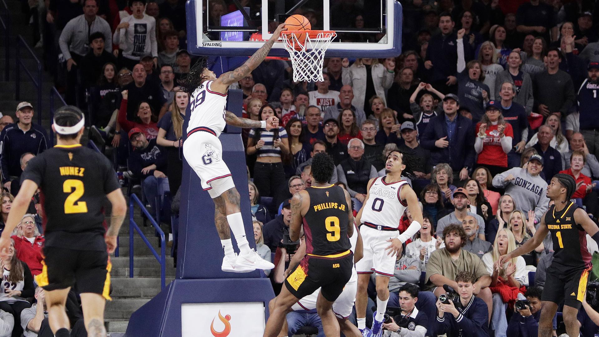 Khalif Battle's 19 second half points, including an emphatic alley oop jam, and a terrific performance from Ryan Nembhard lift GU to win.