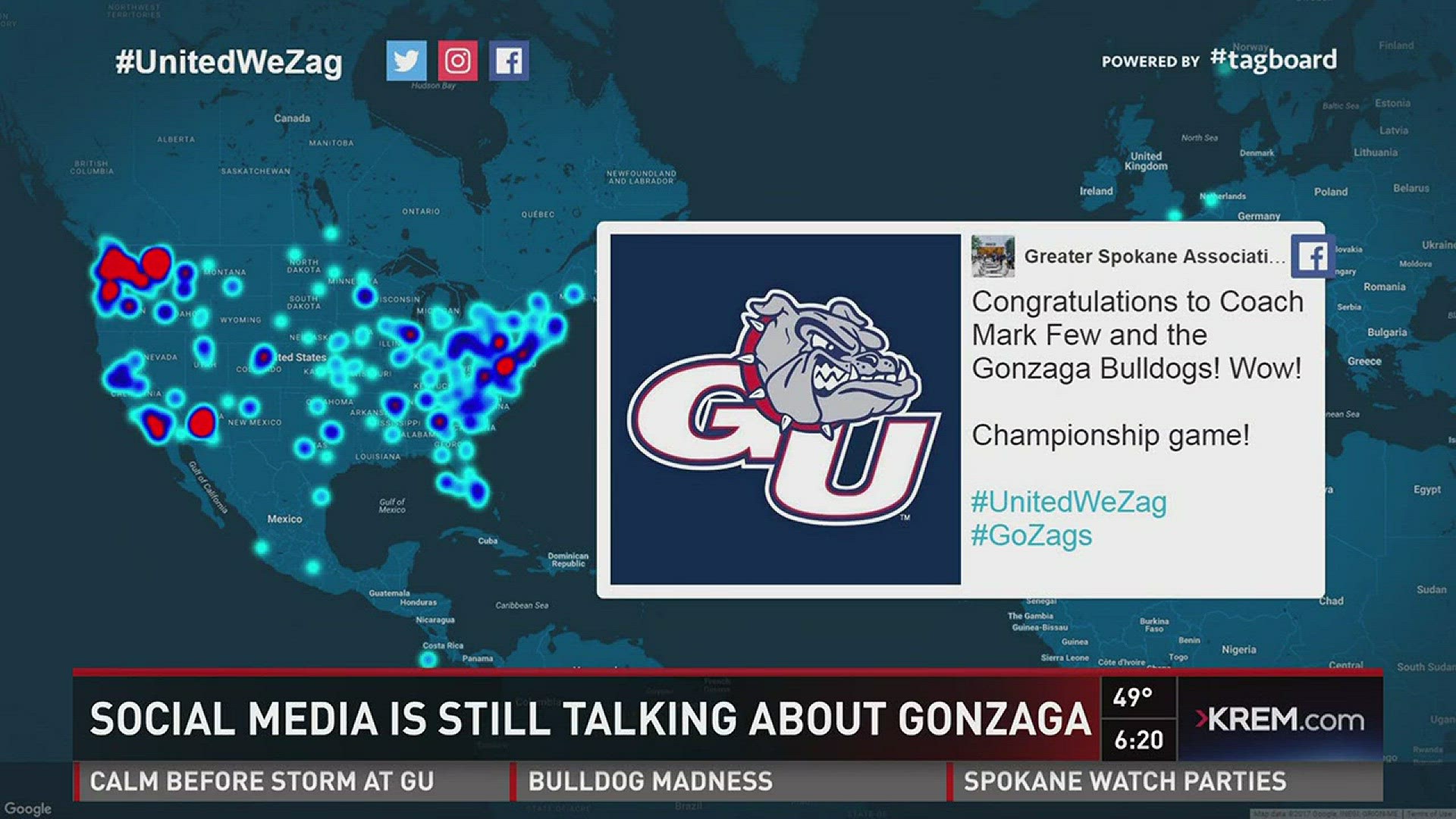 The Gonzaga Bulldogs have been the topic of the national sports conversation as they prepare to play for their first ever National Championship. KREM 2's Tony Black checks out some of the love they got on social media.
