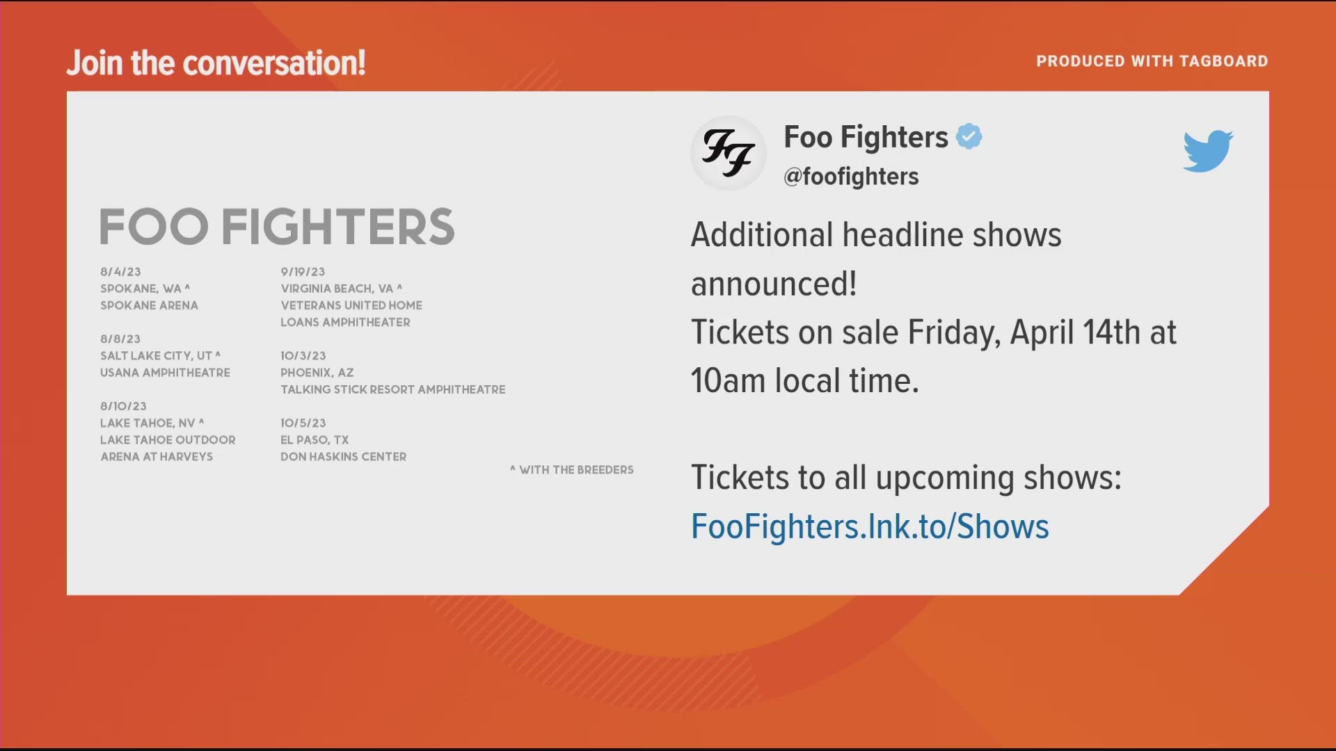 Foo Fighters will come to Spokane Arena this August.