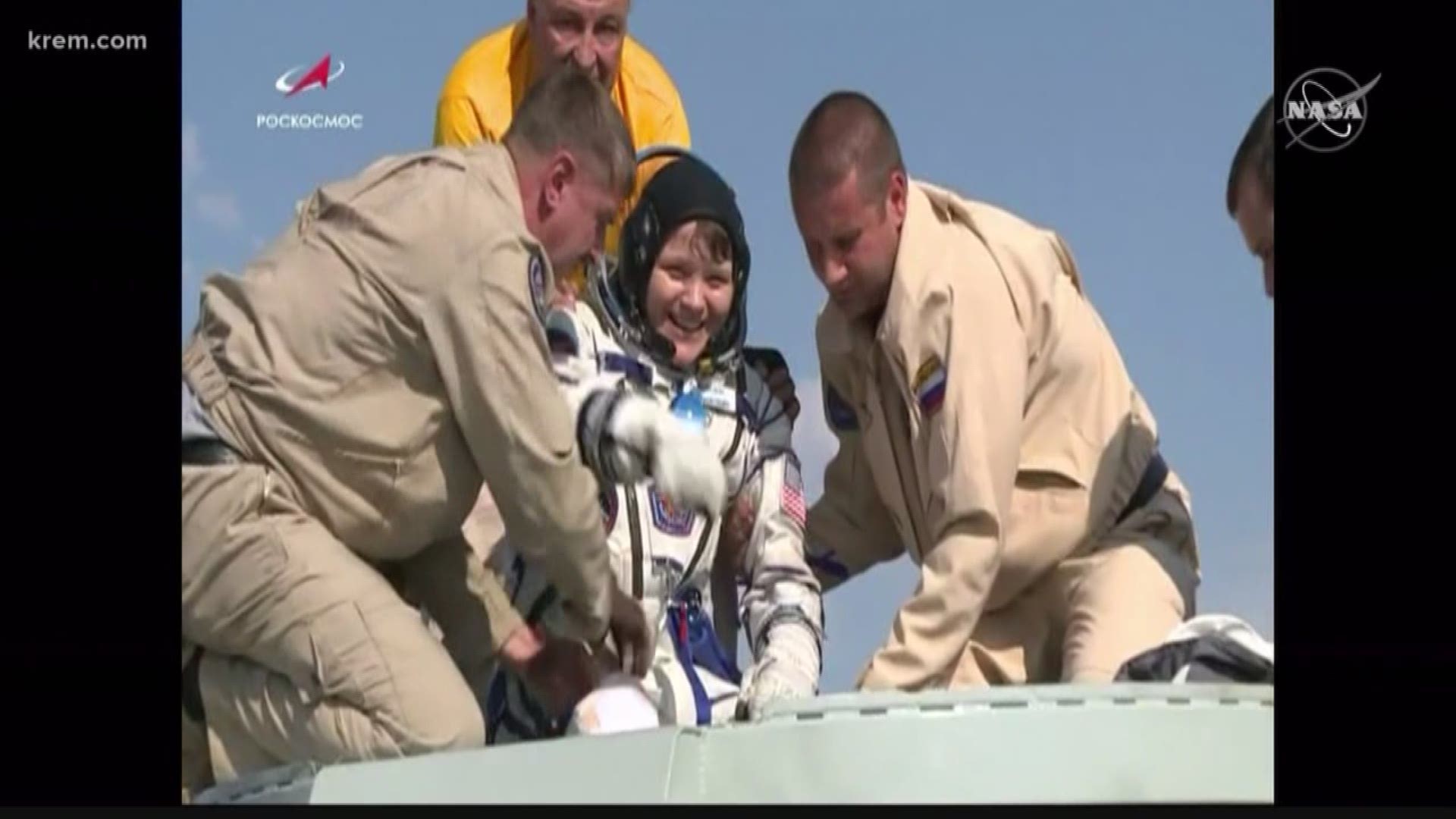 McClain and two other astronauts landed near near Dzhezkazgan, Kazakhstan, at 7:47 P.M. PST on Sunday.