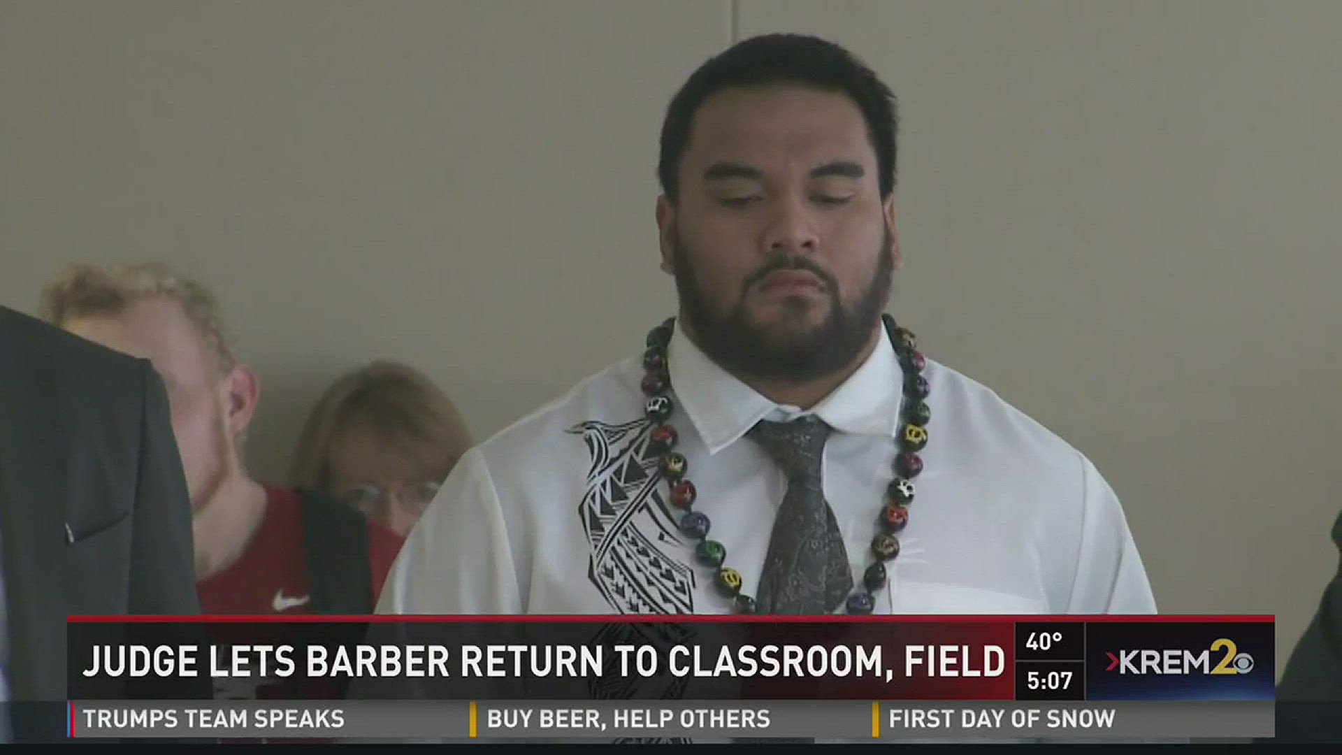 Robert Barber will be allowed to return to the classroom and the field after being suspended. As KREM 2's Taylor Viydo reports, Barber is accused of assaulting another student at a party earlier this year.  (11/16/16 at 5 p.m.)