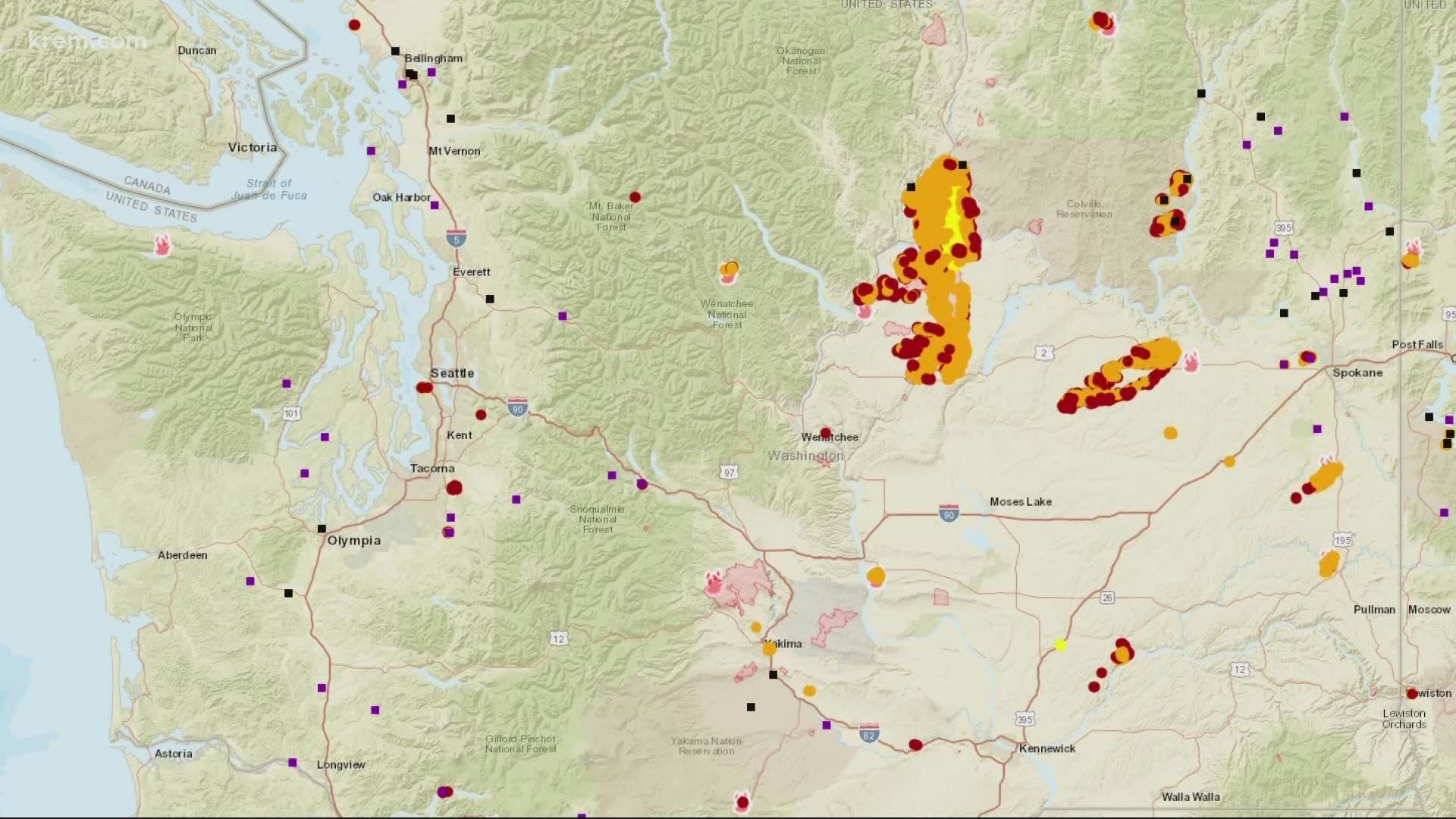 Map Washington State Wildfires At A Glance The Seattle Times