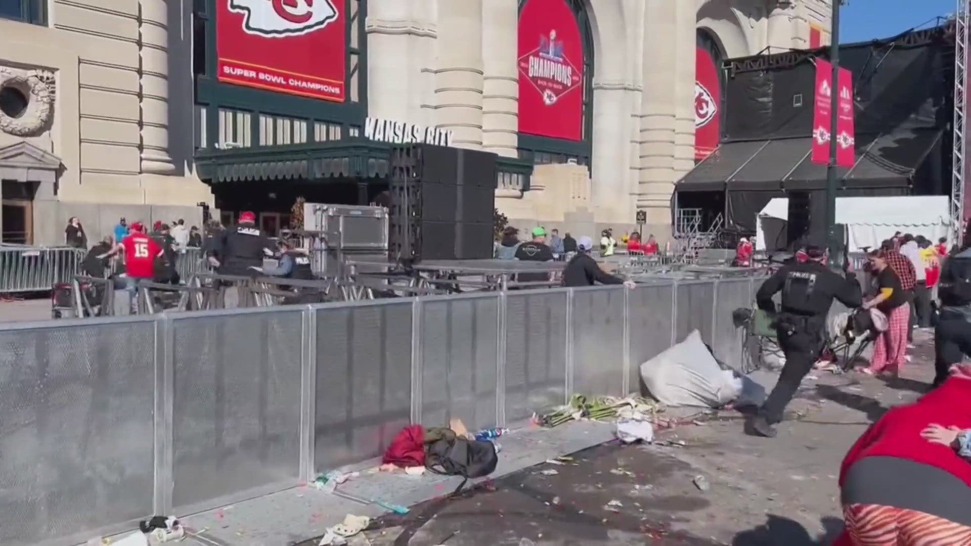 Eight children were among 22 people hit by gunfire in a shooting at the end of Wednesday's parade to celebrate the Kansas City Chiefs' Super Bowl win.