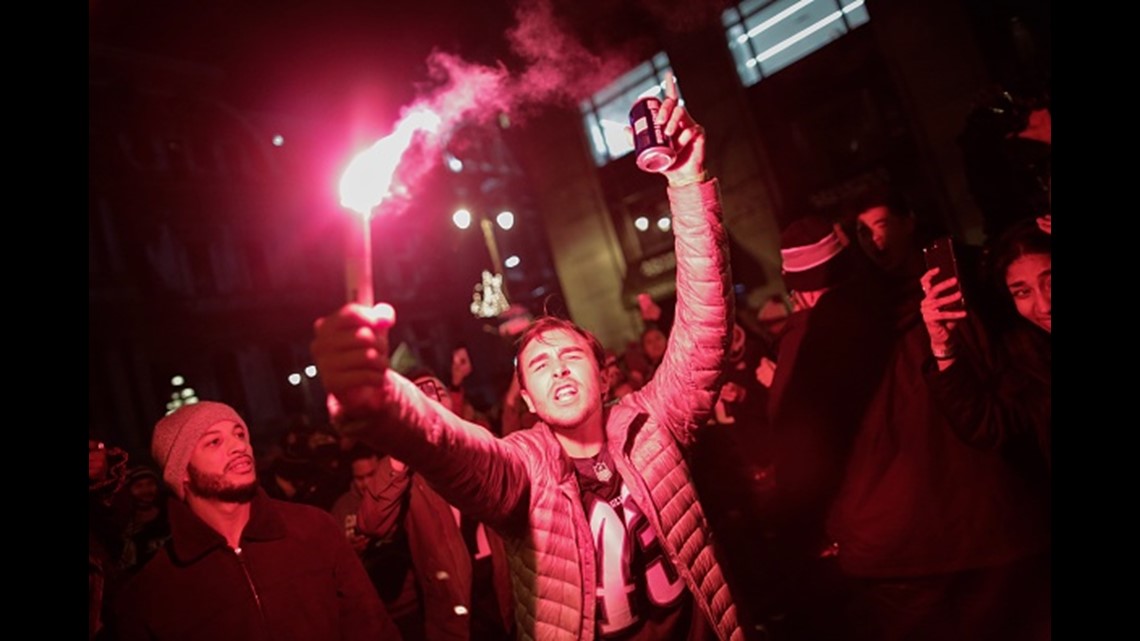 Philadelphia Erupts in Celebration, and Unruliness, After Victory