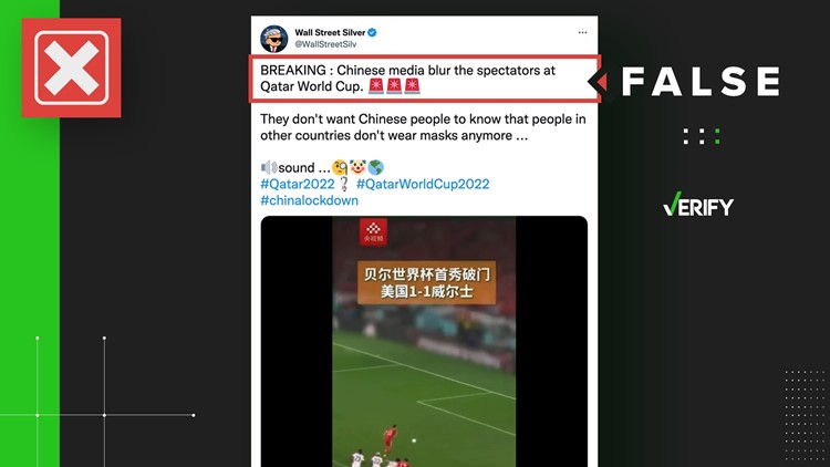 A viral tweet claiming Chinese state media is blurring crowds is not true