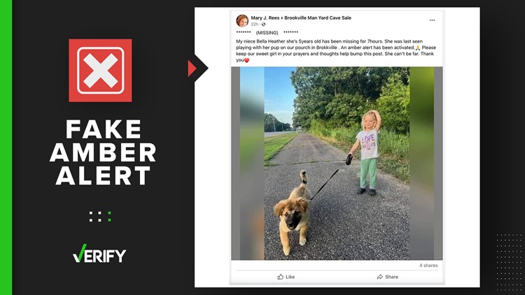 Viral Facebook posts about Amber Alert for girl named Bella Heather are fake