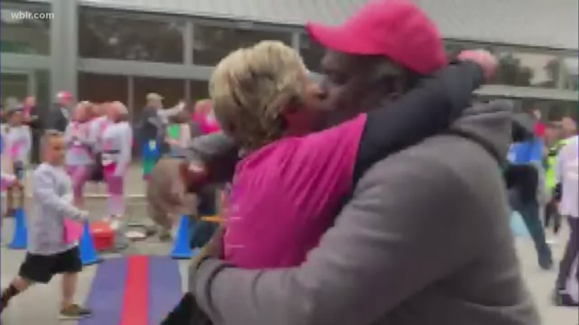 Beth shares her favorite moment from Saturday's Race for the Cure--her mom greeting Eric Foxx for an escort to the finish line. Oct. 21, 2019-4pm.