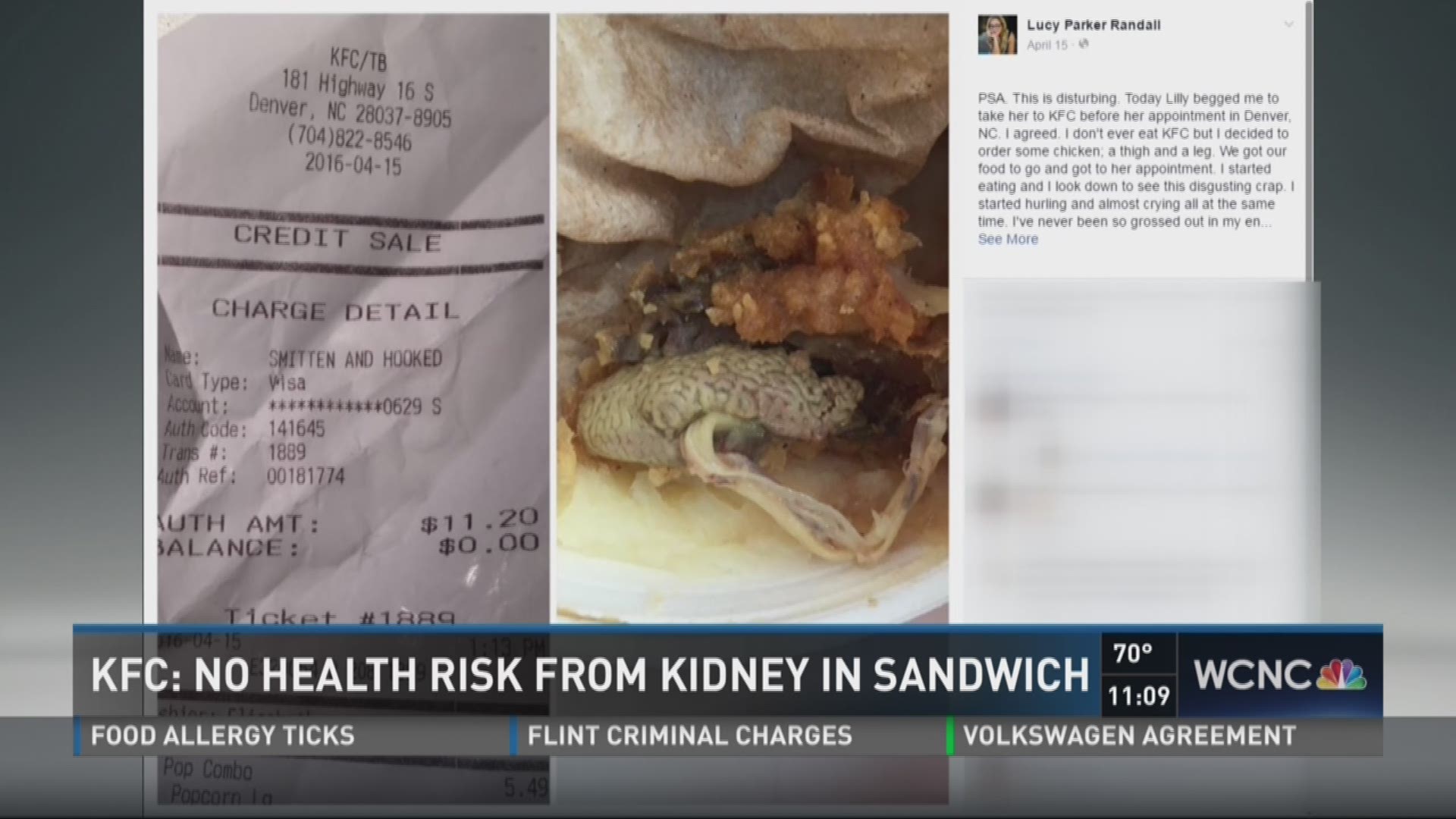 KFC is apologizing after a Charlotte woman found a shocking surprise in her dinner.