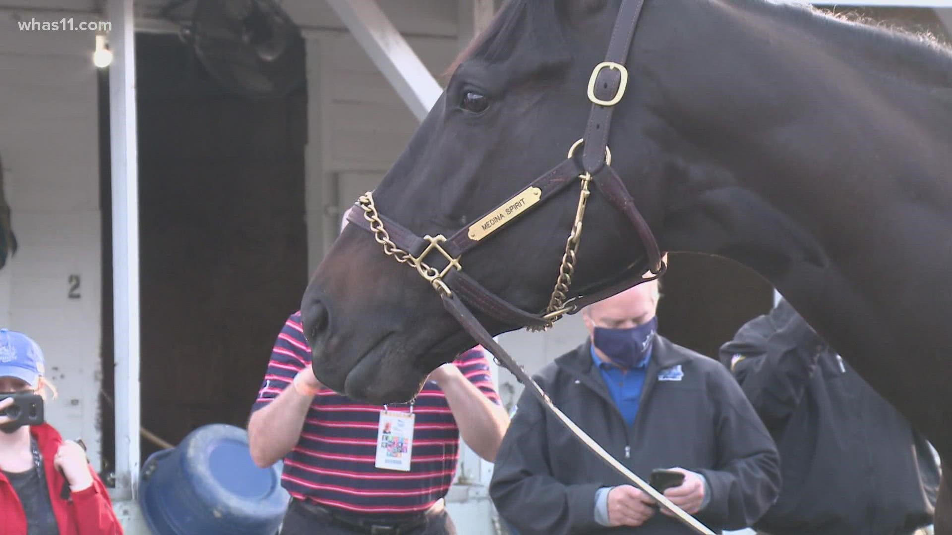 The disqualification stems from a hearing the stewards held with trainer Bob Baffert. It was also based on a lab finding Betamethasone in Medina Spirit's blood,