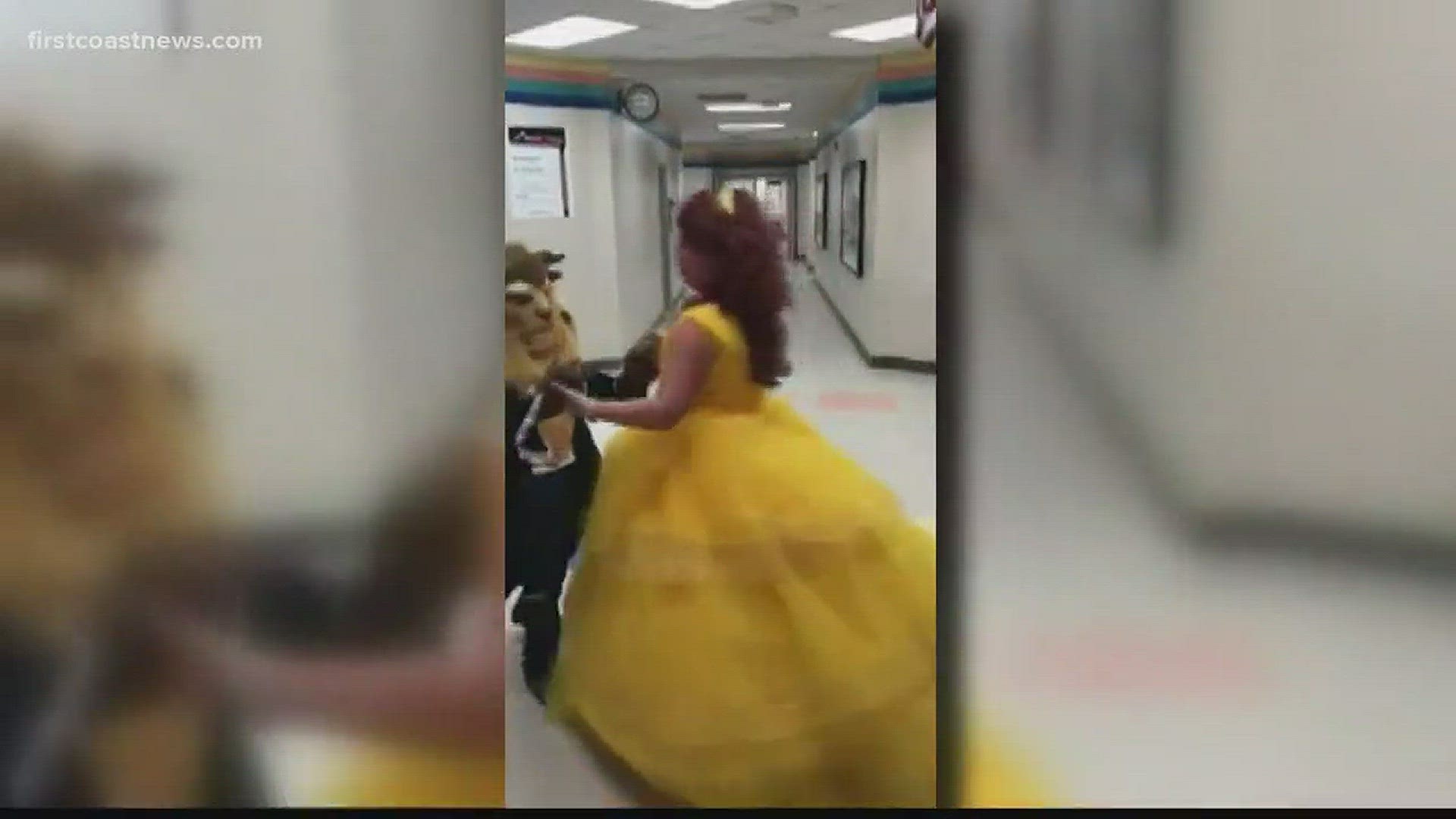 9-year-old Jared Cook dressed up as Beast and asked his longtime teacher, Melissa Allen, to dress up as Belle. A video of the two dancing has gone viral.