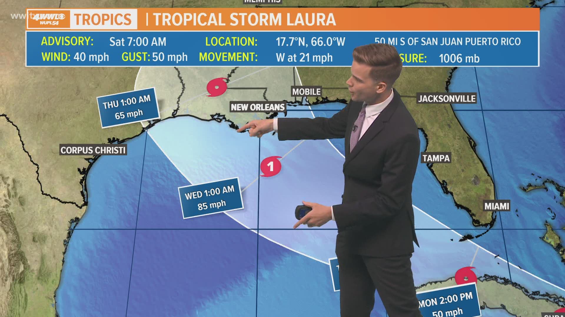 Marco and Laura are forecast to enter the Gulf of Mexico and get stronger. There is still uncertainty with the forecast, so check back frequently.
