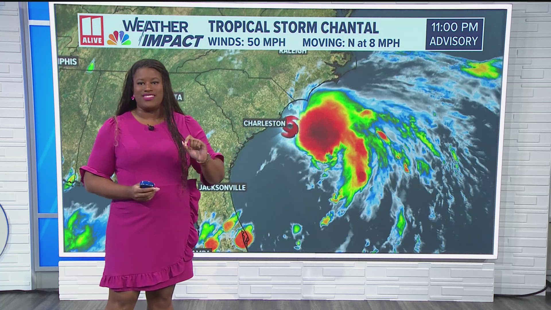 Chantal will make landfall early Sunday.